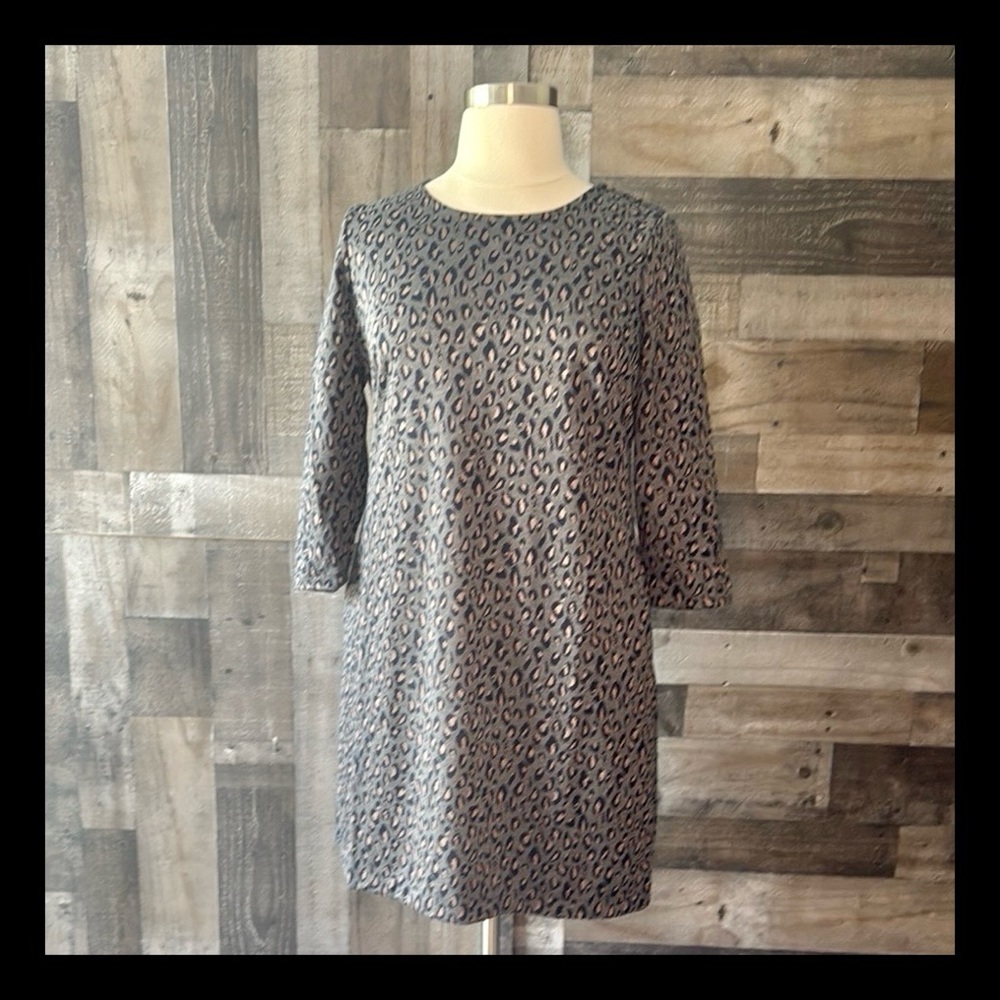 NWT! Nicole Miller gray leopard print midi dress xlarge dark feminine whimsigoth